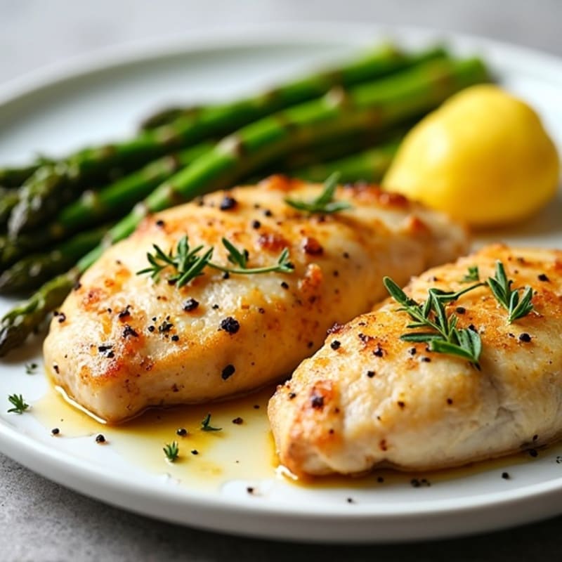 Lemon Herb Roasted Chicken with Crispy Asparagus