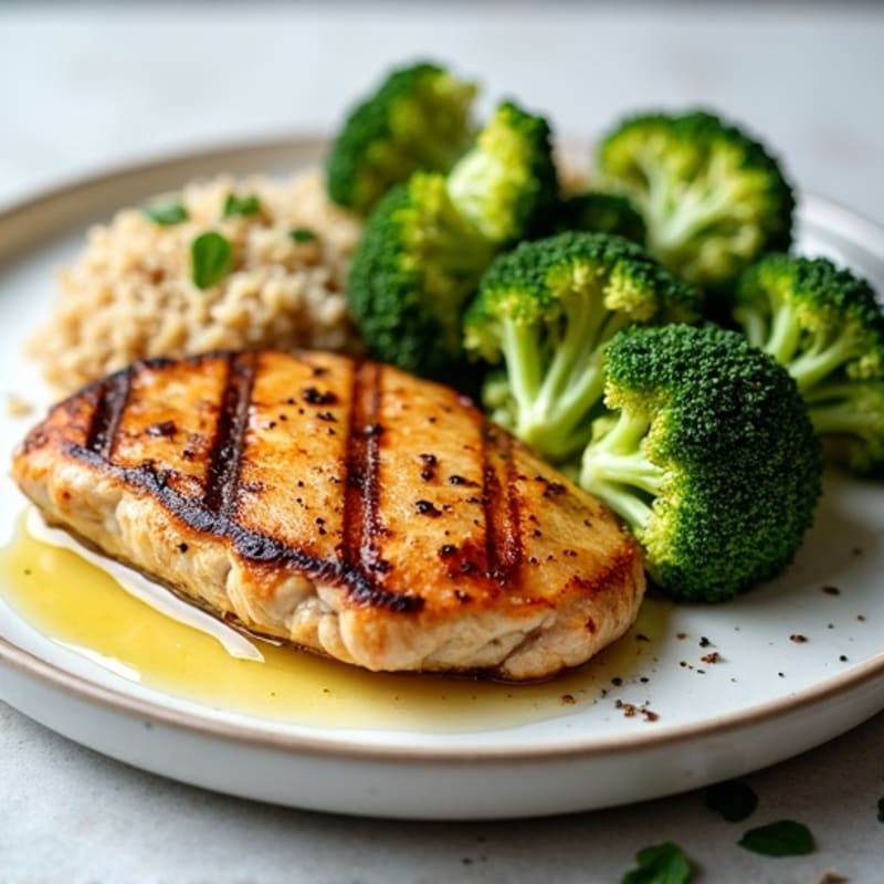 Grilled Chicken Breast with Roasted Broccoli and Quinoa