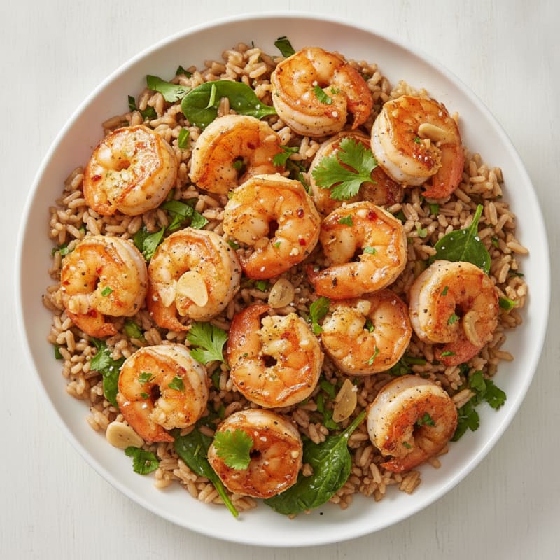 Garlic Shrimp with Herbed Rice