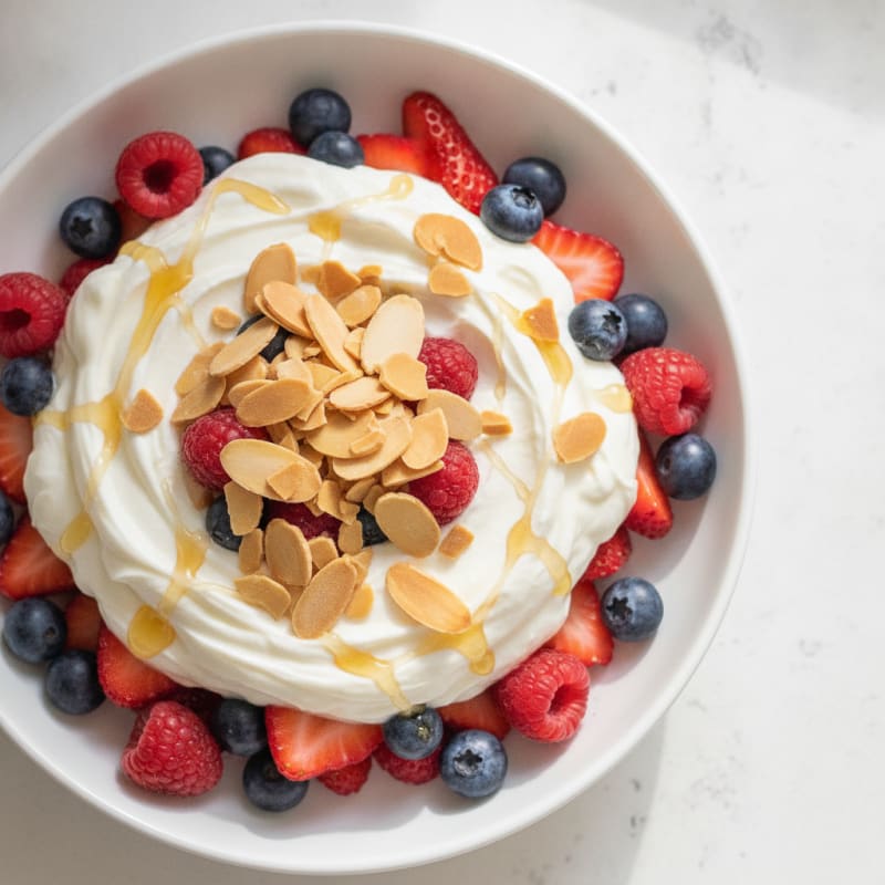 Creamy Greek Yogurt Protein Parfait with Mixed Berries and Almonds