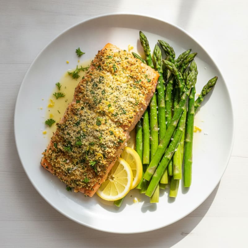 Herb-Crusted Salmon with Roasted Asparagus
