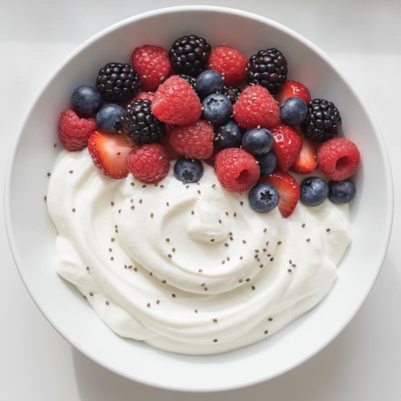 Creamy Greek Yogurt Protein Mousse with Mixed Berries