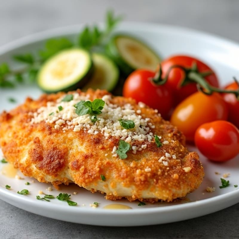 Healthy Crispy Chicken Parmesan with Roasted Vegetables