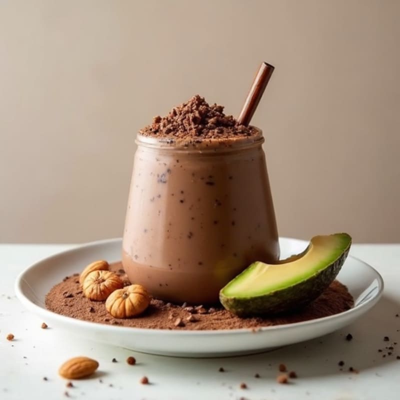 Silky Chocolate Protein Pudding with Almond Butter and Chia Seeds