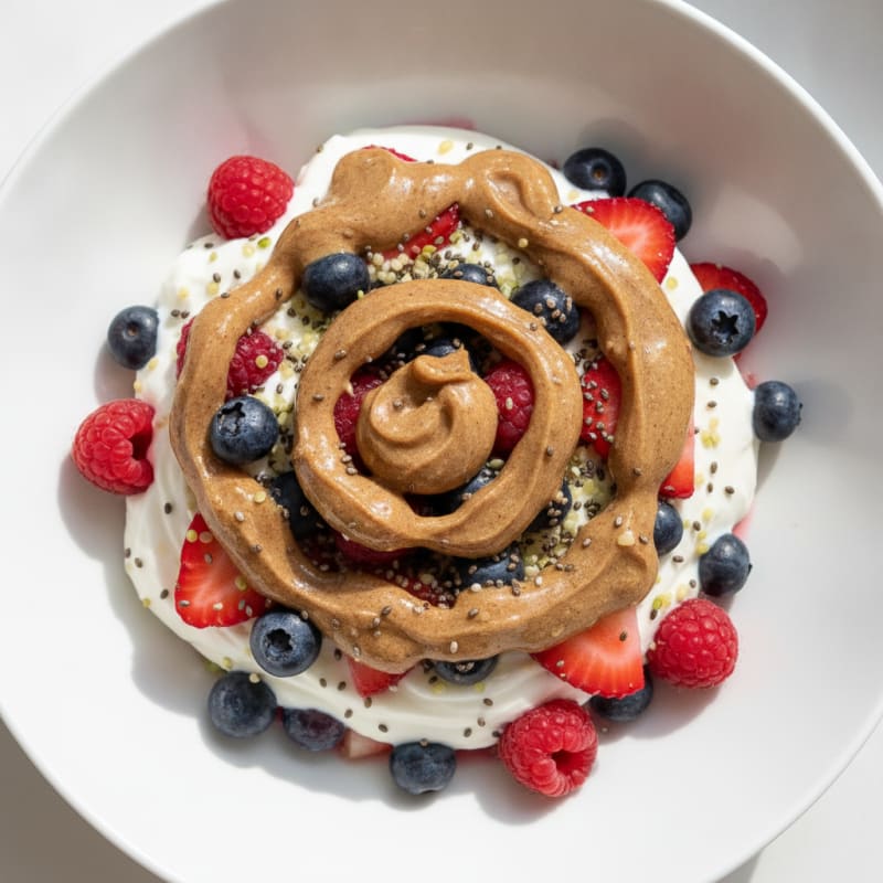 Greek Yogurt Parfait with Mixed Berries and Almond Butter