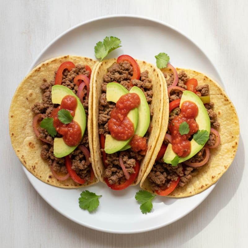 Cumin-Spiced Lean Beef and Vegetable Tacos with Avocado