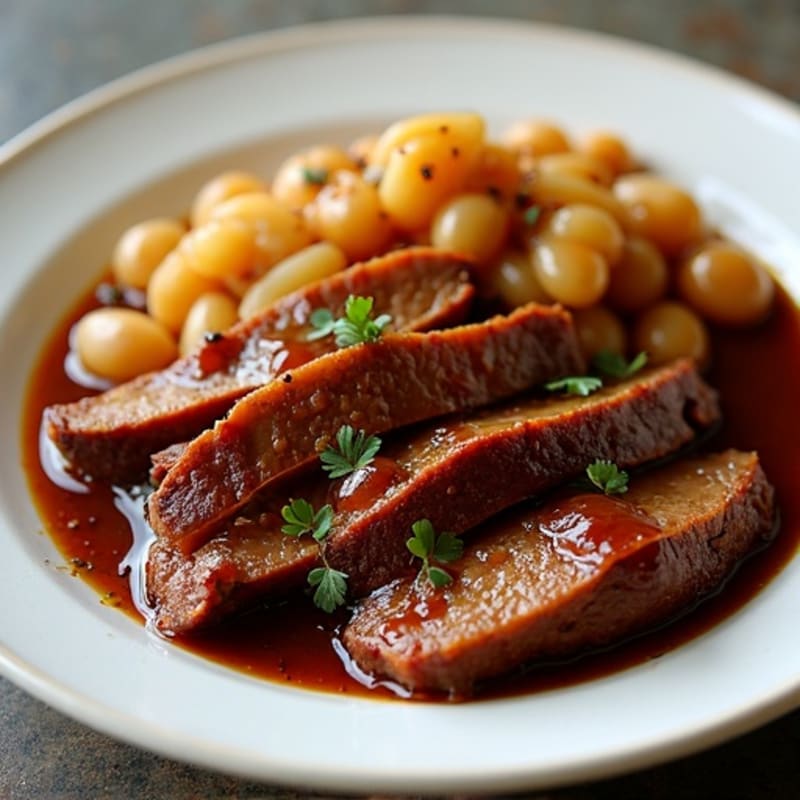 Slow-Cooked Smoky Brisket with Sweet Onion Glaze
