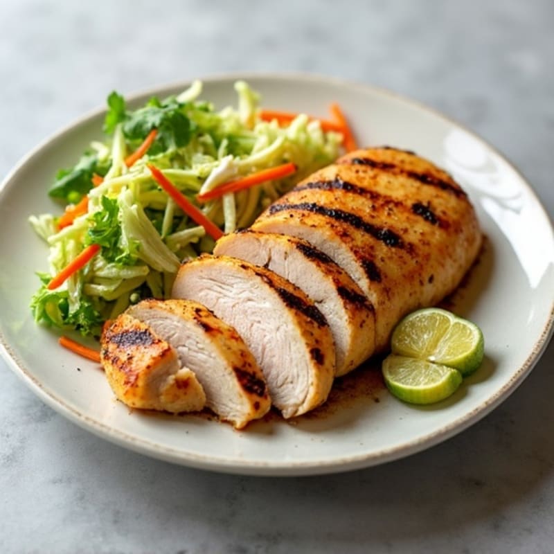 Grilled Turkey Breast with Crunchy Cabbage Slaw