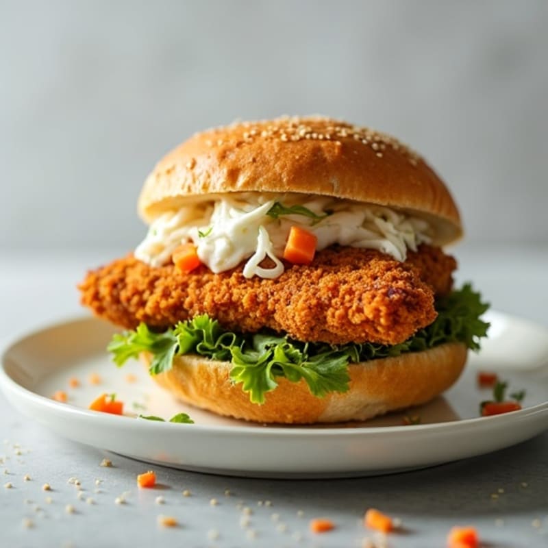 Crispy Baked Chicken Sandwich with Greek Yogurt Slaw