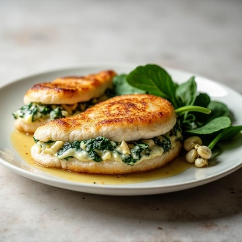 Lean Chicken Breast Stuffed with Creamy Spinach and Artichoke
