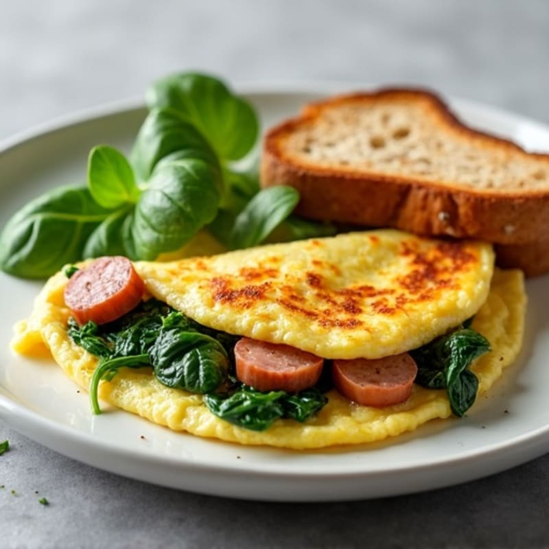 Egg White Spinach Omelet with Turkey Sausage