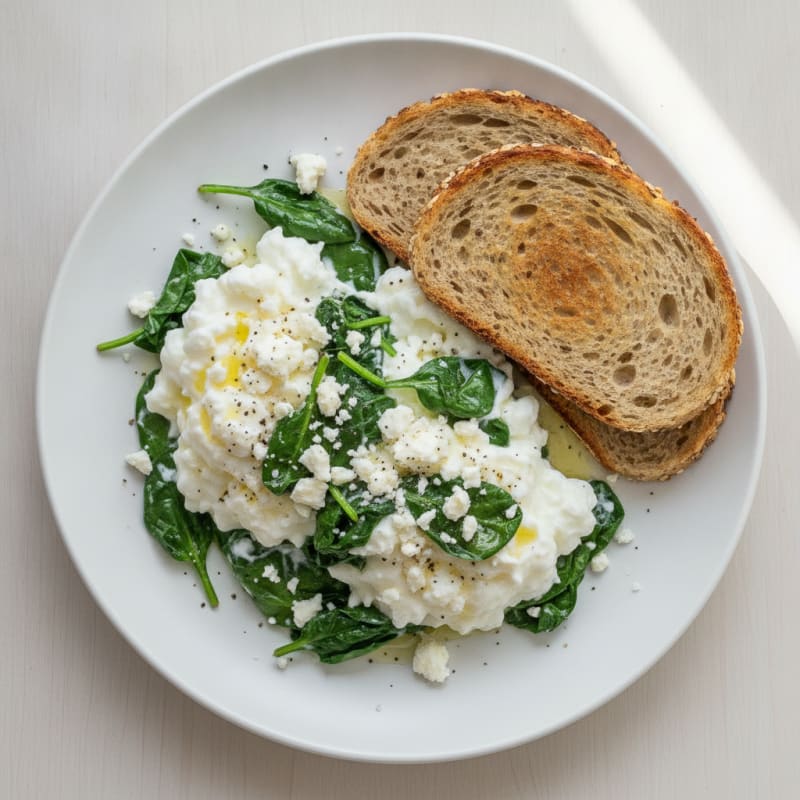 Fluffy Egg White and Spinach Scramble