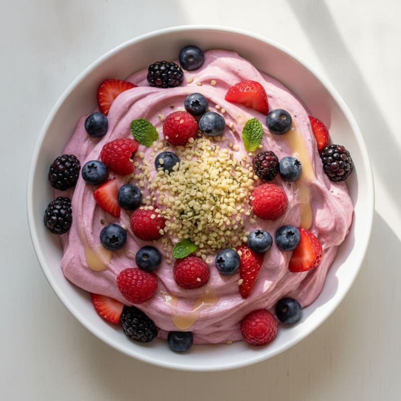 Creamy Greek Yogurt Protein Mousse with Mixed Berries