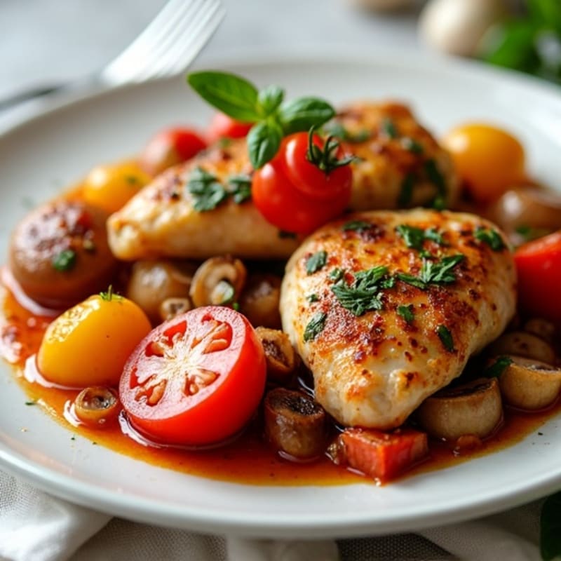 Herb-Roasted Chicken Cacciatore with Bell Peppers