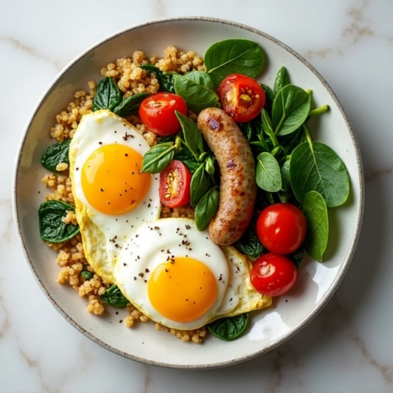 Egg White and Spinach Scramble with Turkey Sausage