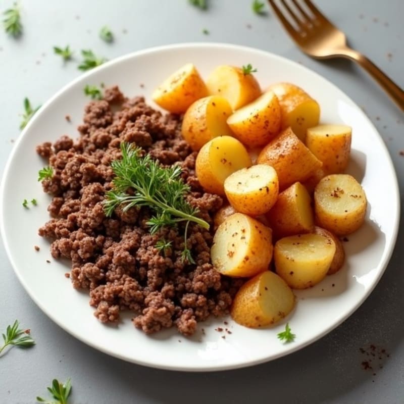Hearty Ground Beef and Crispy Roasted Potatoes