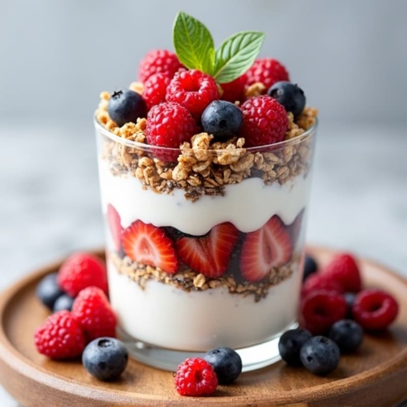 Greek Yogurt Parfait with Protein Granola and Fresh Berries