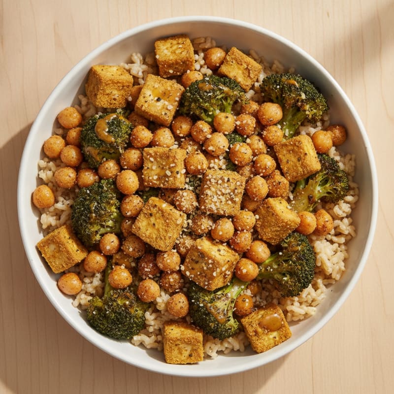 Roasted Vegetable and Chickpea Rice Bowl