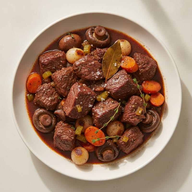 Red Wine Braised Beef with Mushrooms