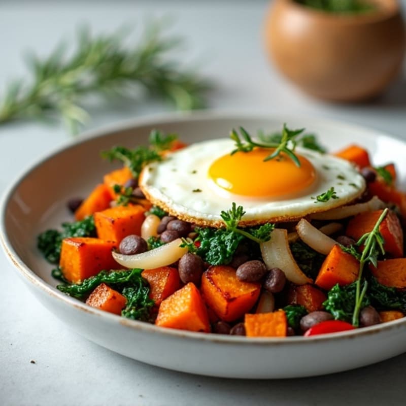 Herb-Roasted Sweet Potato and Egg Hash