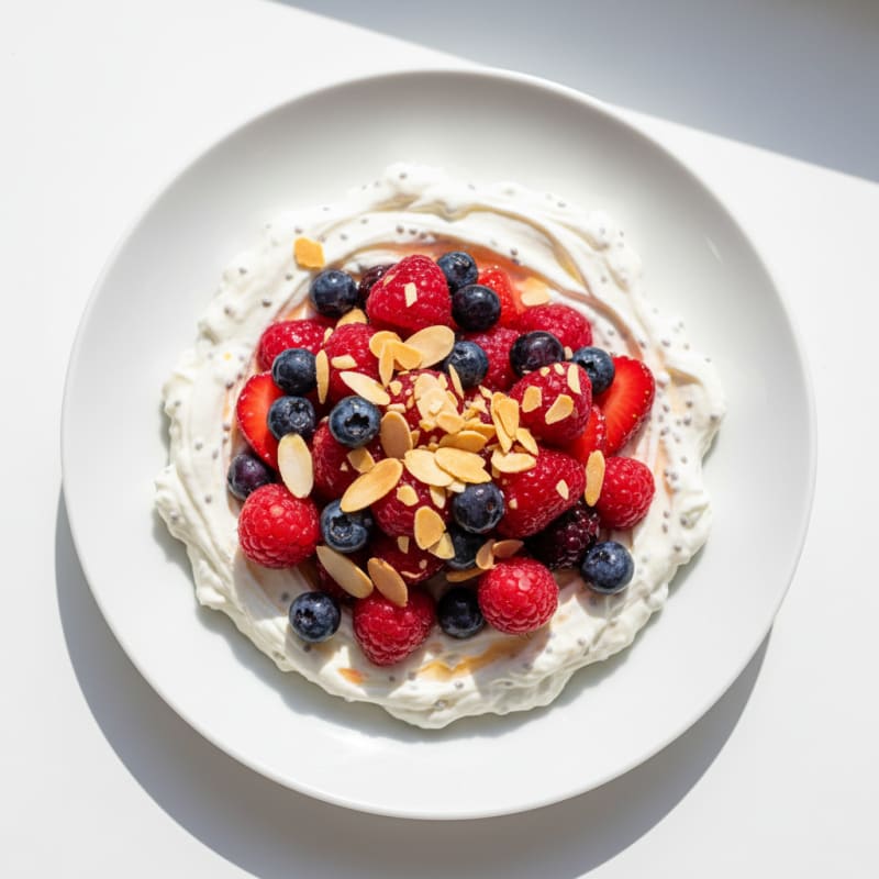 Greek Yogurt Protein Pudding with Mixed Berries