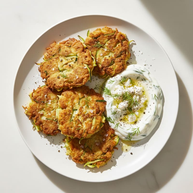 Zucchini Fritters with Dill Yogurt