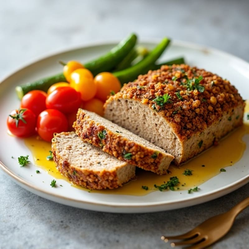 Herb-Crusted Turkey Meatloaf with Roasted Vegetables