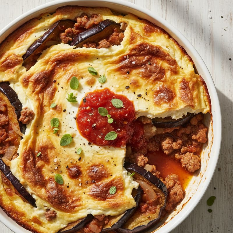 Creamy Lamb and Eggplant Moussaka Bake