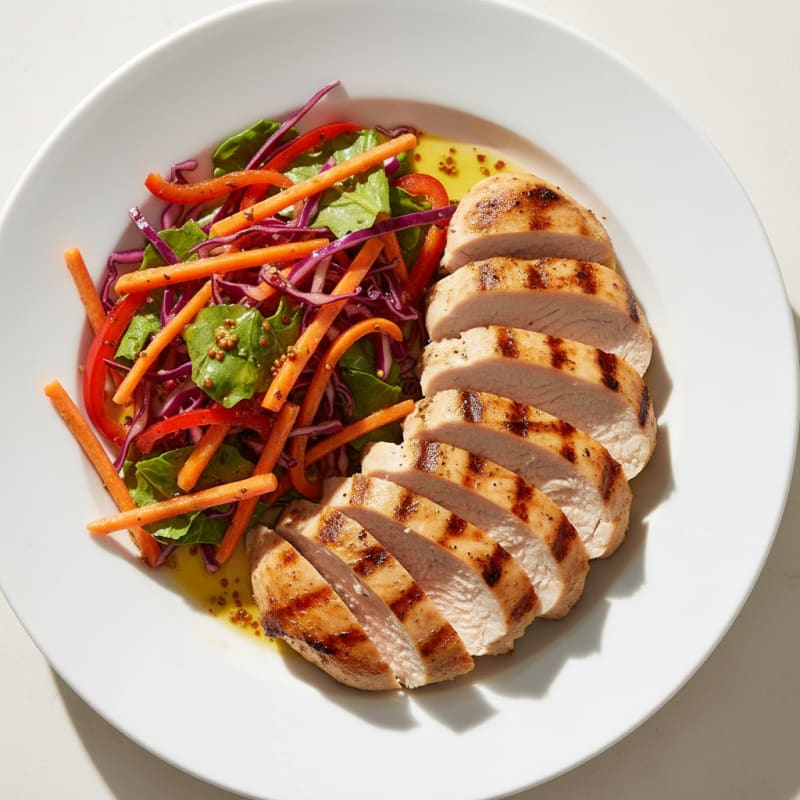 Grilled Turkey Breast with Crunchy Vegetable Slaw