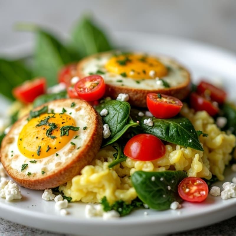 Egg White and Turkey Sausage Scramble with Spinach and Tomatoes