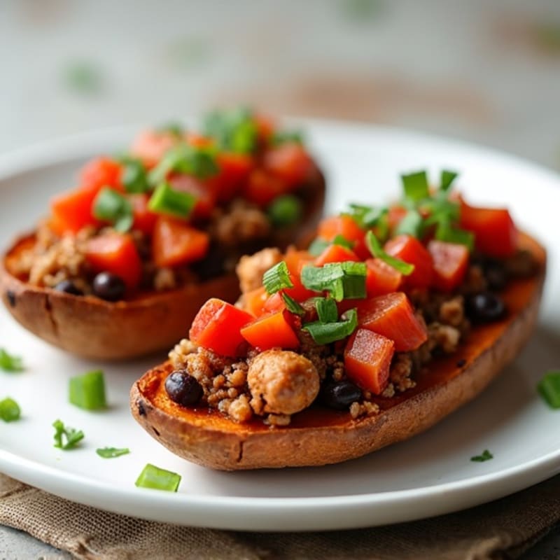 Crispy Sweet Potato Skins with Turkey Chili