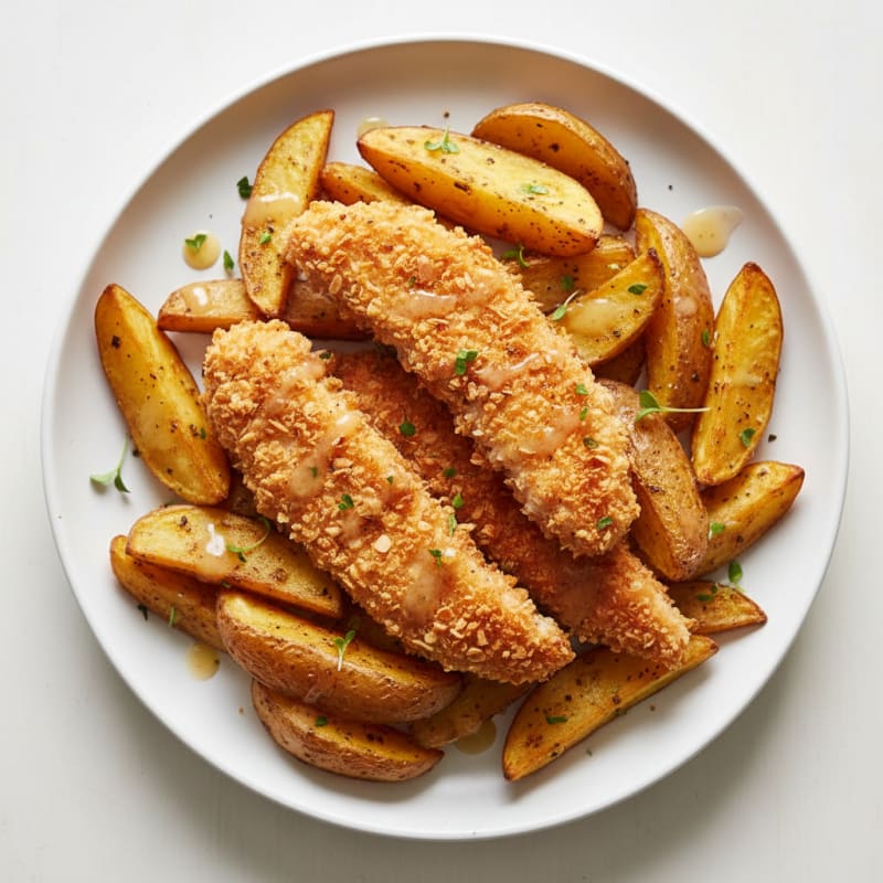 Crispy Chicken Strips with Roasted Potatoes