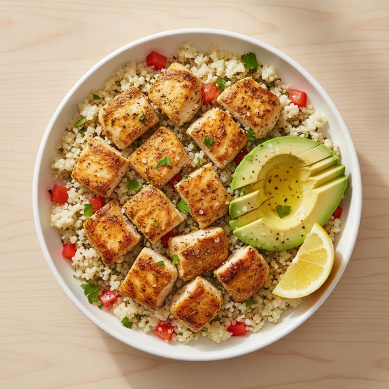 Garlic Herb Chicken and Cauliflower Rice Bowl