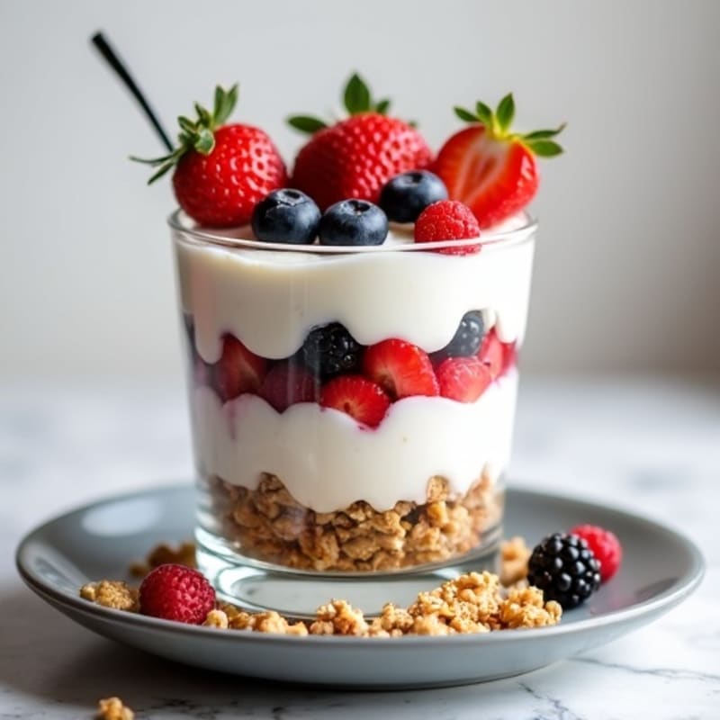 Creamy Greek Yogurt Parfait with Mixed Berries and Protein Granola