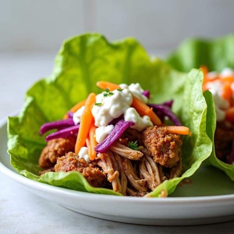 Tender Pulled Pork Lettuce Wraps with Creamy Slaw