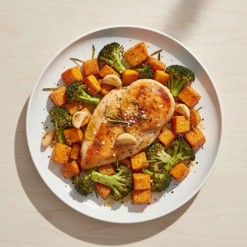 Herb-Roasted Chicken with Sweet Potatoes