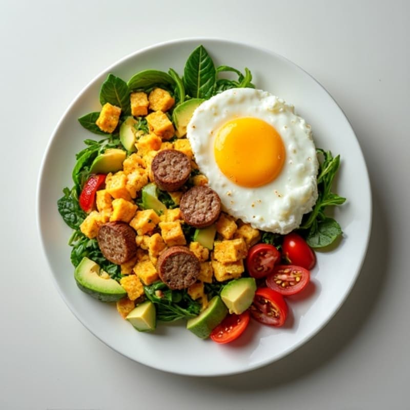 Egg White Veggie Scramble with Turkey Sausage