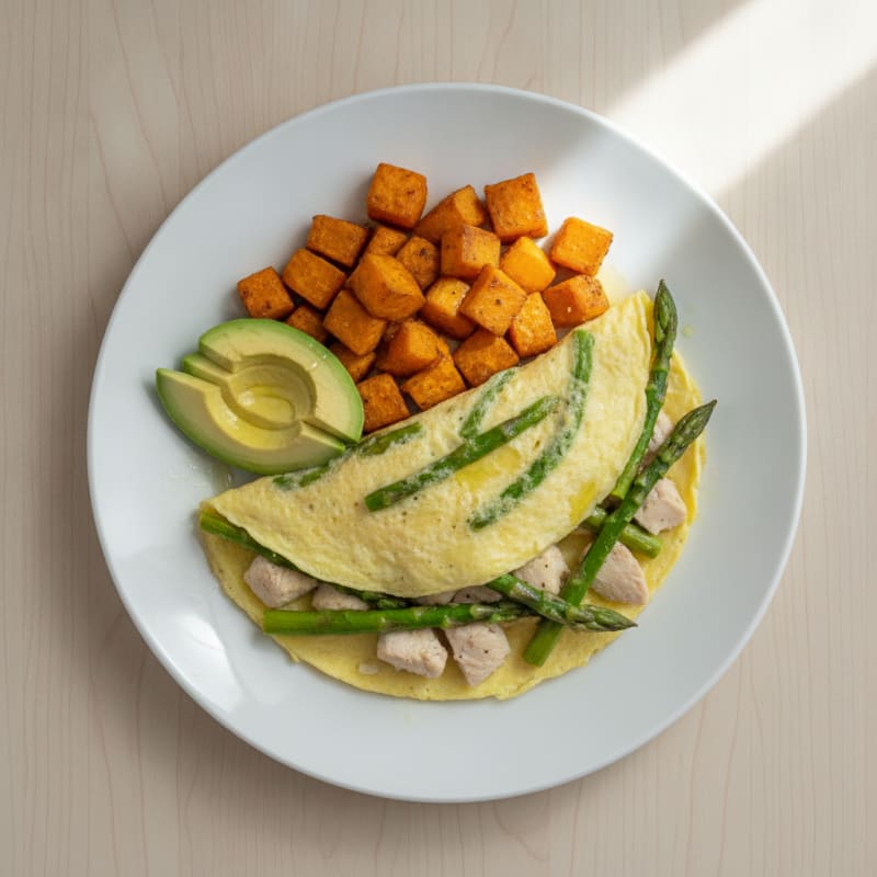 Egg White Omelette with Chicken and Asparagus