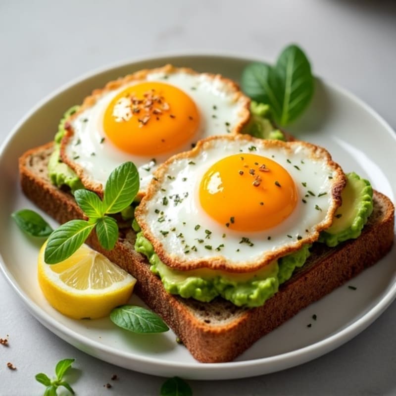 Creamy Avocado Toast with Crispy Fried Eggs