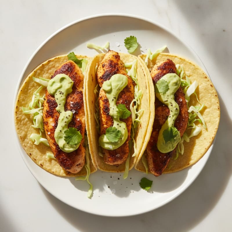 Chicken Tacos with Avocado Crema
