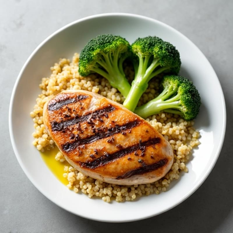 Grilled Chicken Breast with Roasted Broccoli and Quinoa