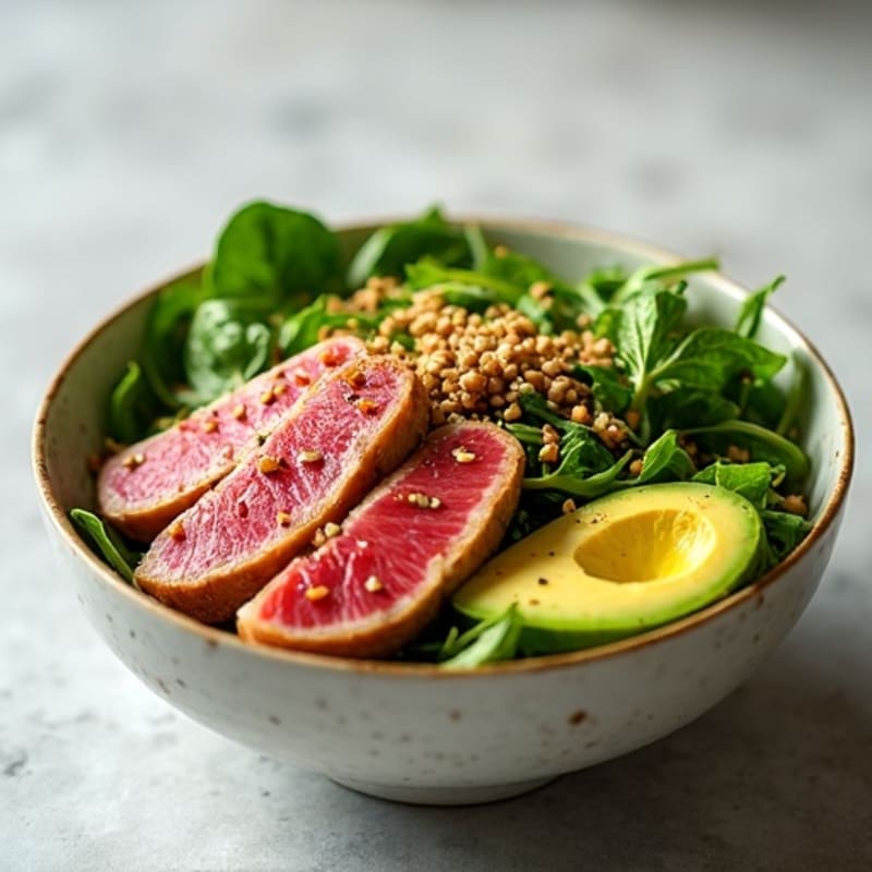 Fresh Ahi Tuna and Avocado Bowl with Sesame-Ginger Dressing