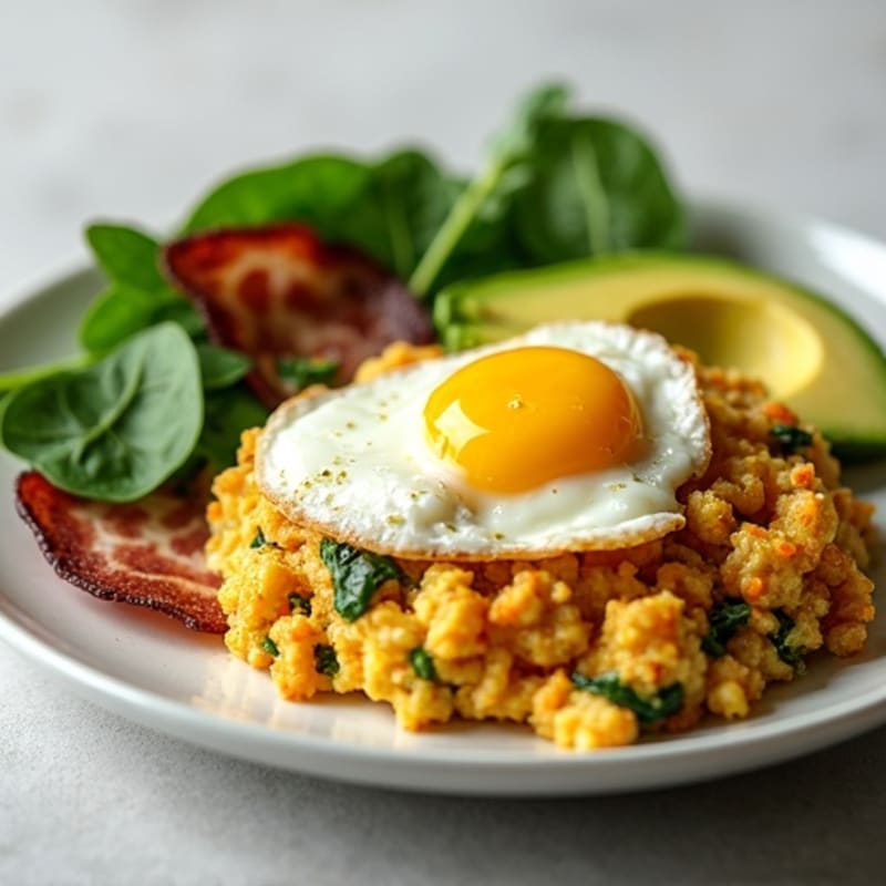 Cottage Cheese Scramble with Spinach and Turkey Bacon