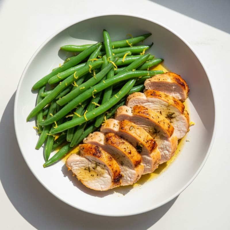 Herb-Roasted Turkey Breast with Steamed Green Beans
