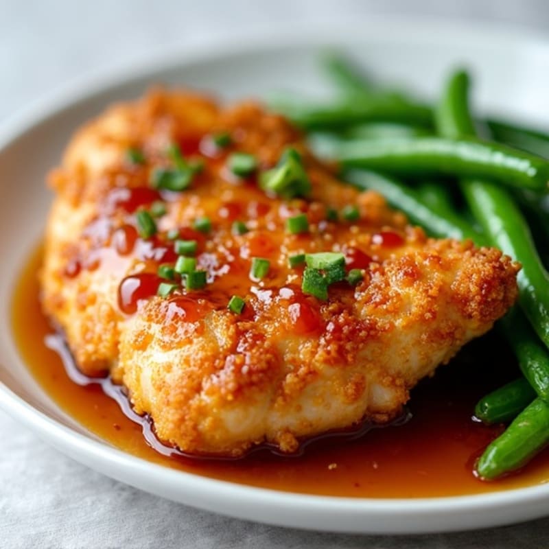Crispy Teriyaki Glazed Chicken with Steamed Green Beans