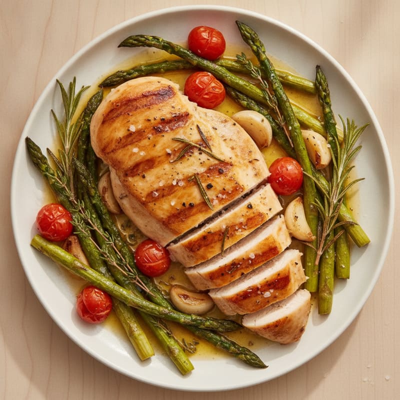Lemon Herb Roasted Chicken with Asparagus