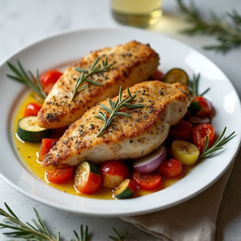 Herb-Crusted Pan Seared Chicken with Roasted Vegetables