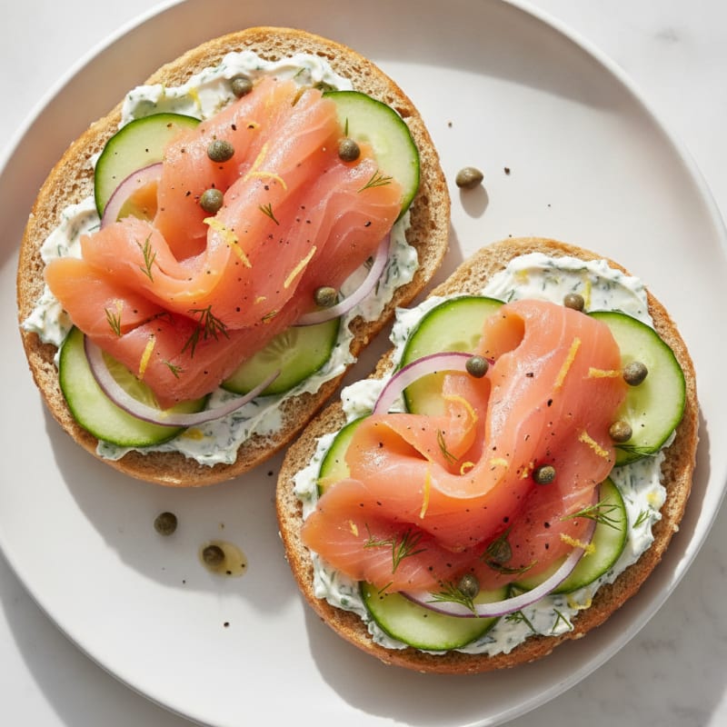 Smoked Salmon Bagel with Dill Cream Cheese