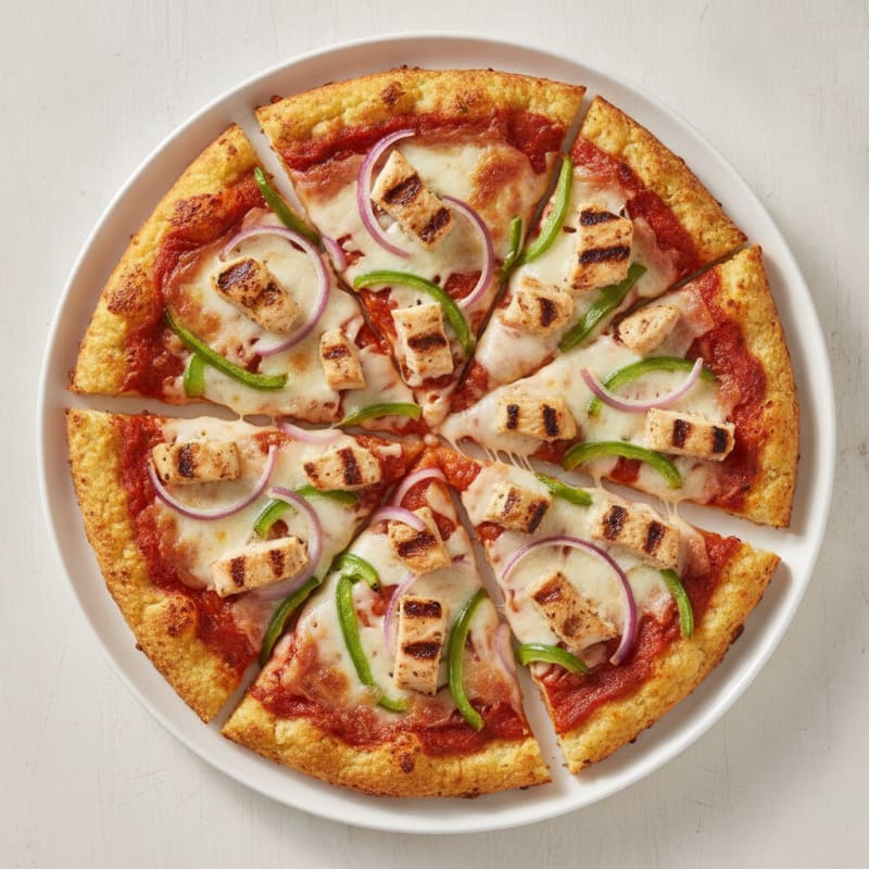 Grilled Chicken Pizza with Cauliflower Crust and Veggies