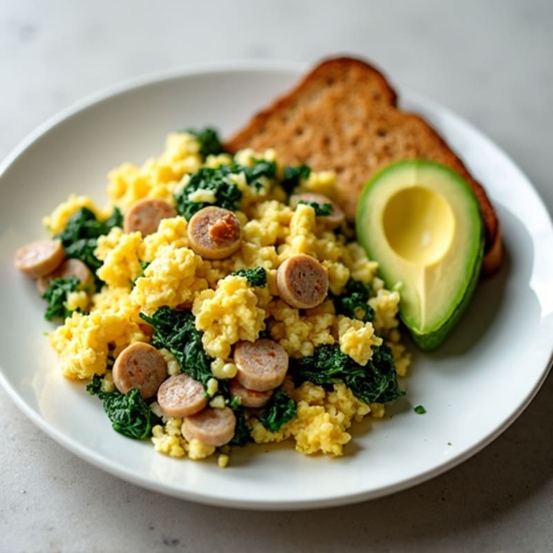 Egg White and Turkey Sausage Scramble with Spinach